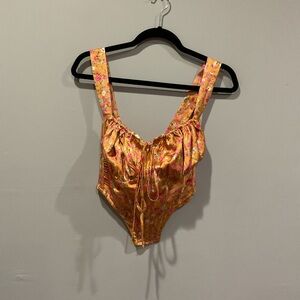 Floral Satin Corset Top